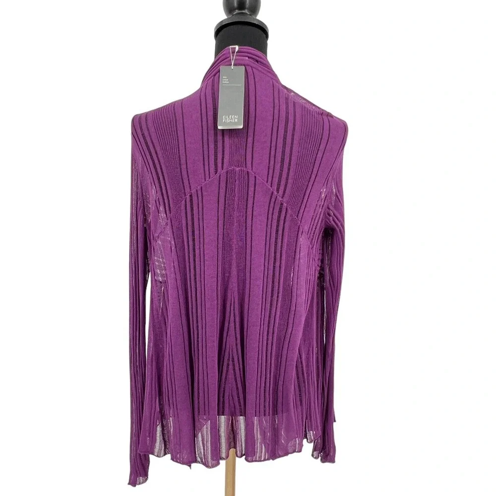 New Eileen Fisher Women's Sweater Draped Front Cotton Purple Lilac Small‎